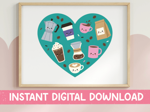 Coffee Heart Kawaii Icon Print: A Designer’s Review